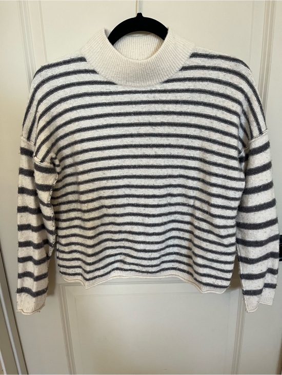 Madewell Sweaters - Madewell Stripe-Play Mockneck Pullover Sweater merina wool blend